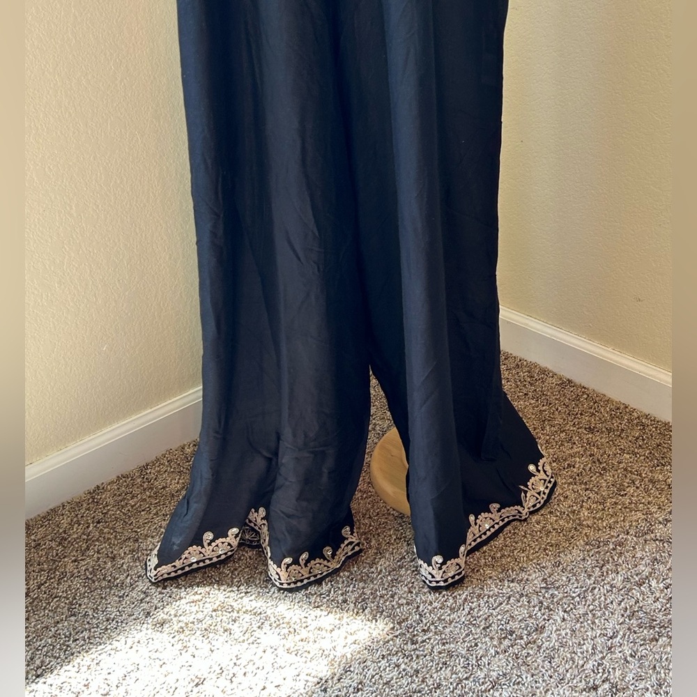 Black and Gold Embellished Jumpsuit - Picture 7 of 16